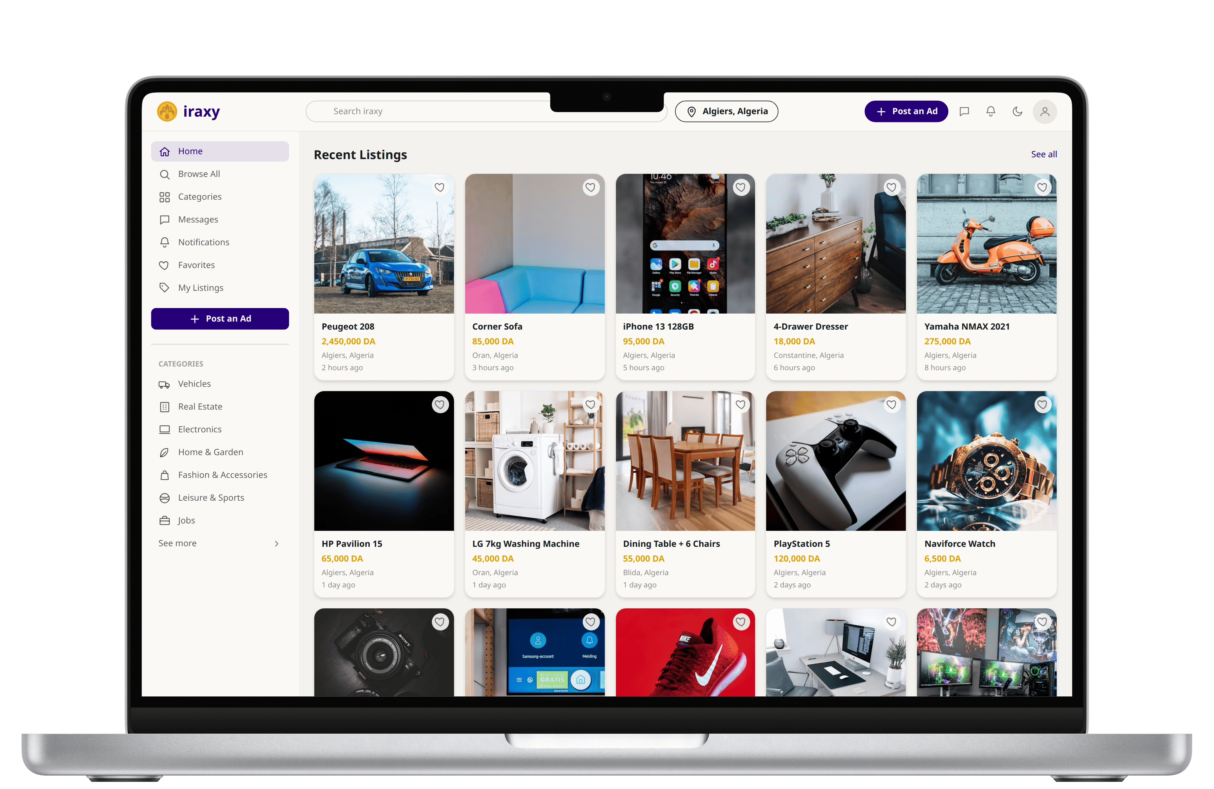 Iraxy app showing verified listings